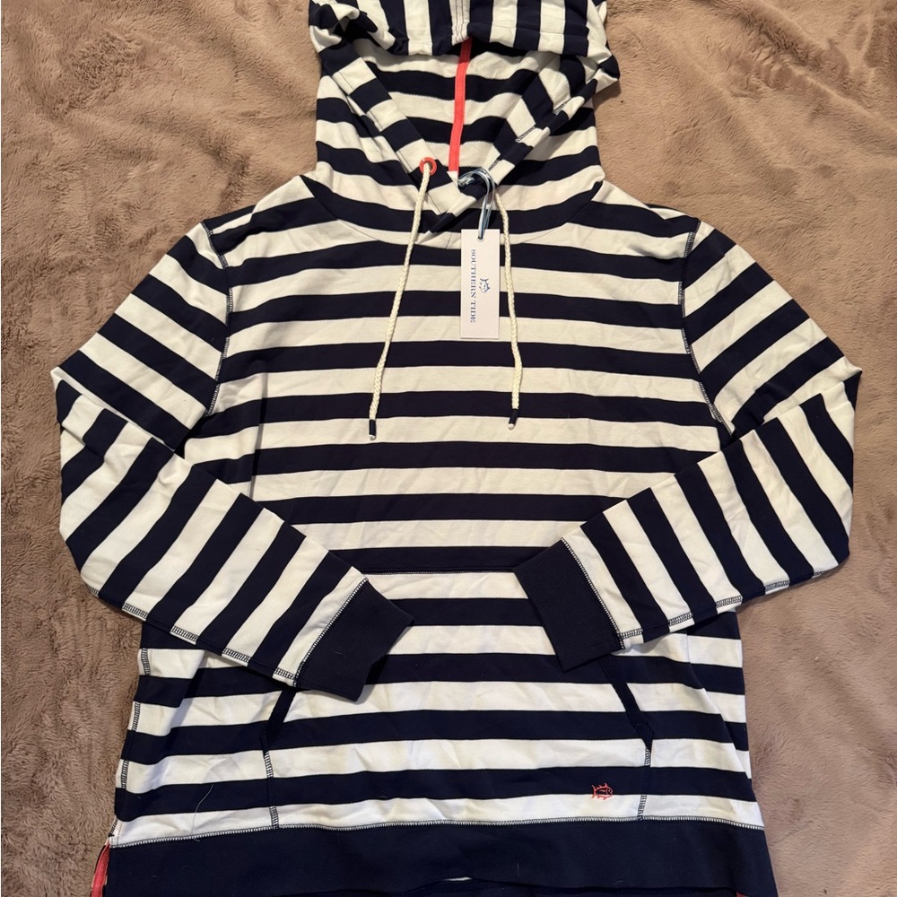 Southern Tide Striped Hoodie - Navy and White